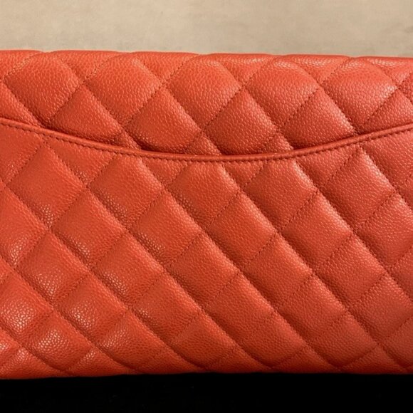 Chanel CC Classic Quilted Leather Flap Shoulder Bag Clutch Orange Gold Shine NIB - Picture 13 of 16
